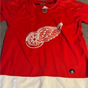 Adidas Red and White Hockey Jersey